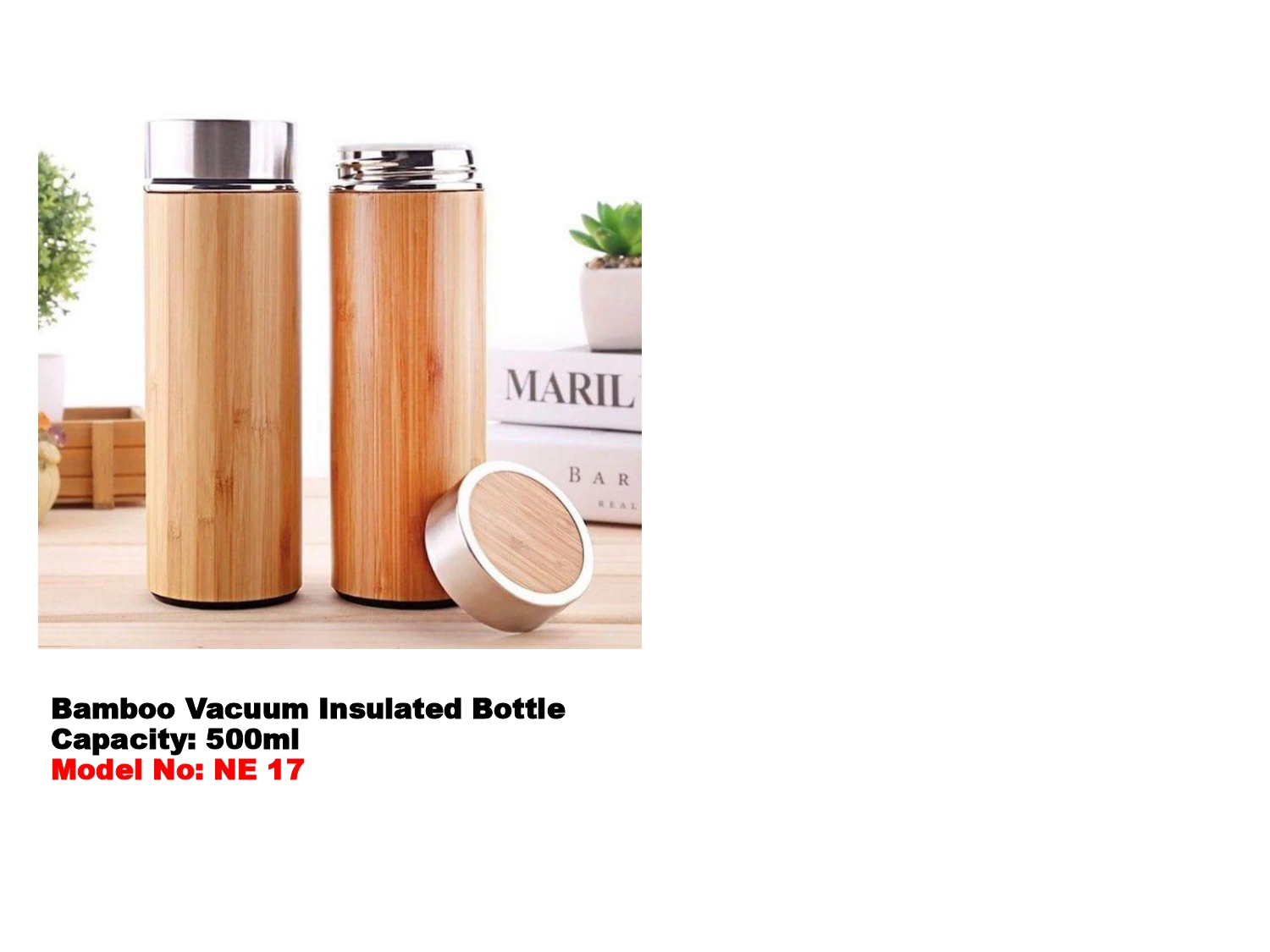 Bamboo Vacuum Insulated Bottle MIN 100 PCS