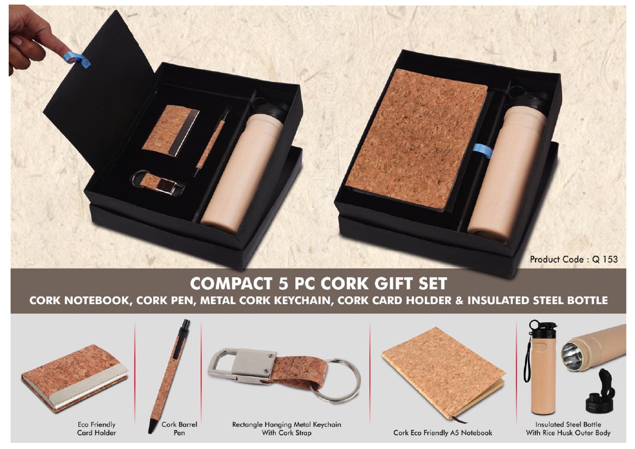 Compact 5 Pc Cork Gift Set MIN 100 PCS 