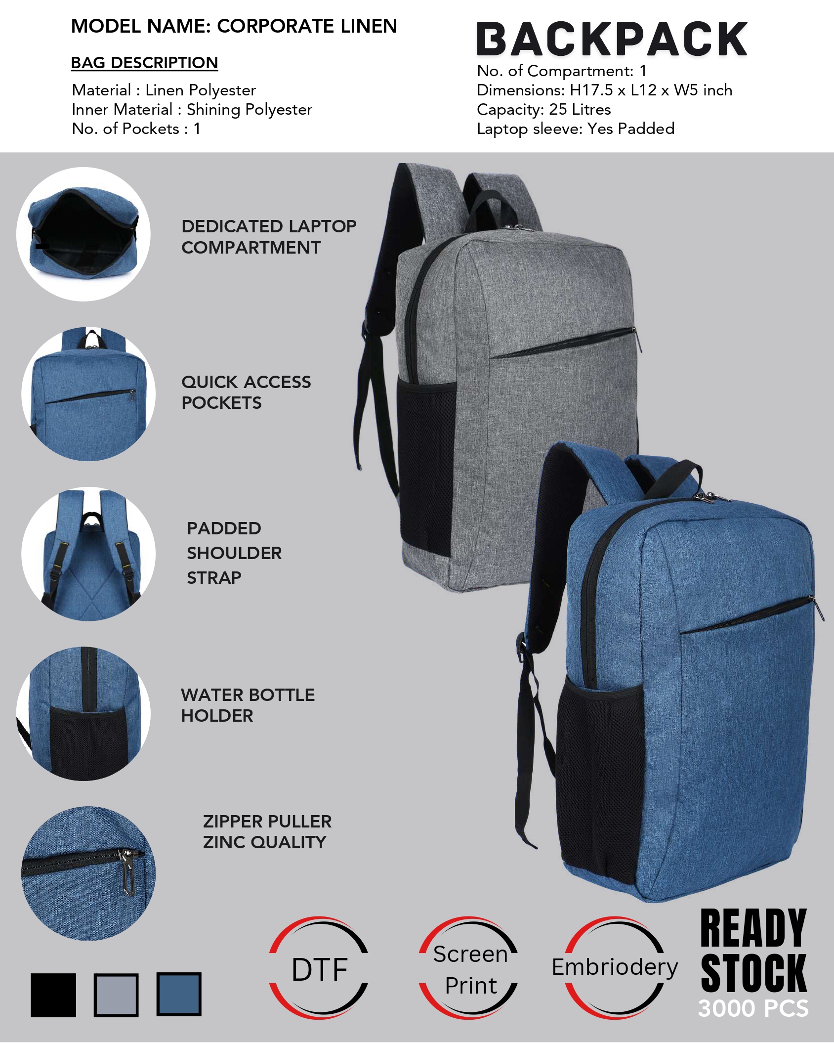 Corporate Linen Backpack