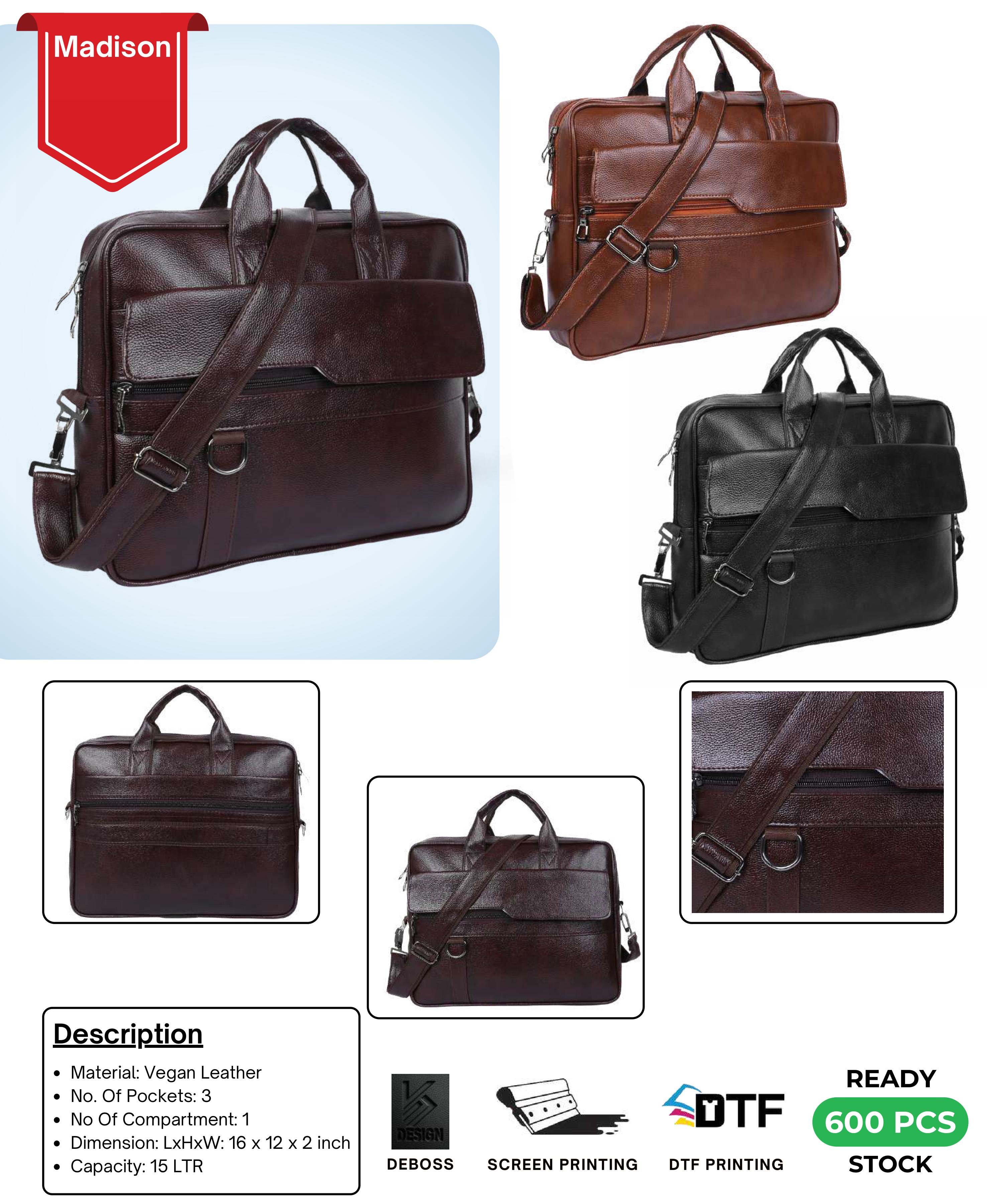 Madison Vegan Leather Laptop Bag