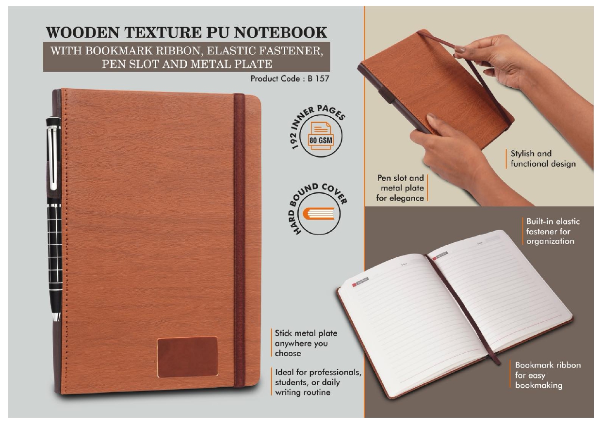 Wooden Texture PU Notebook