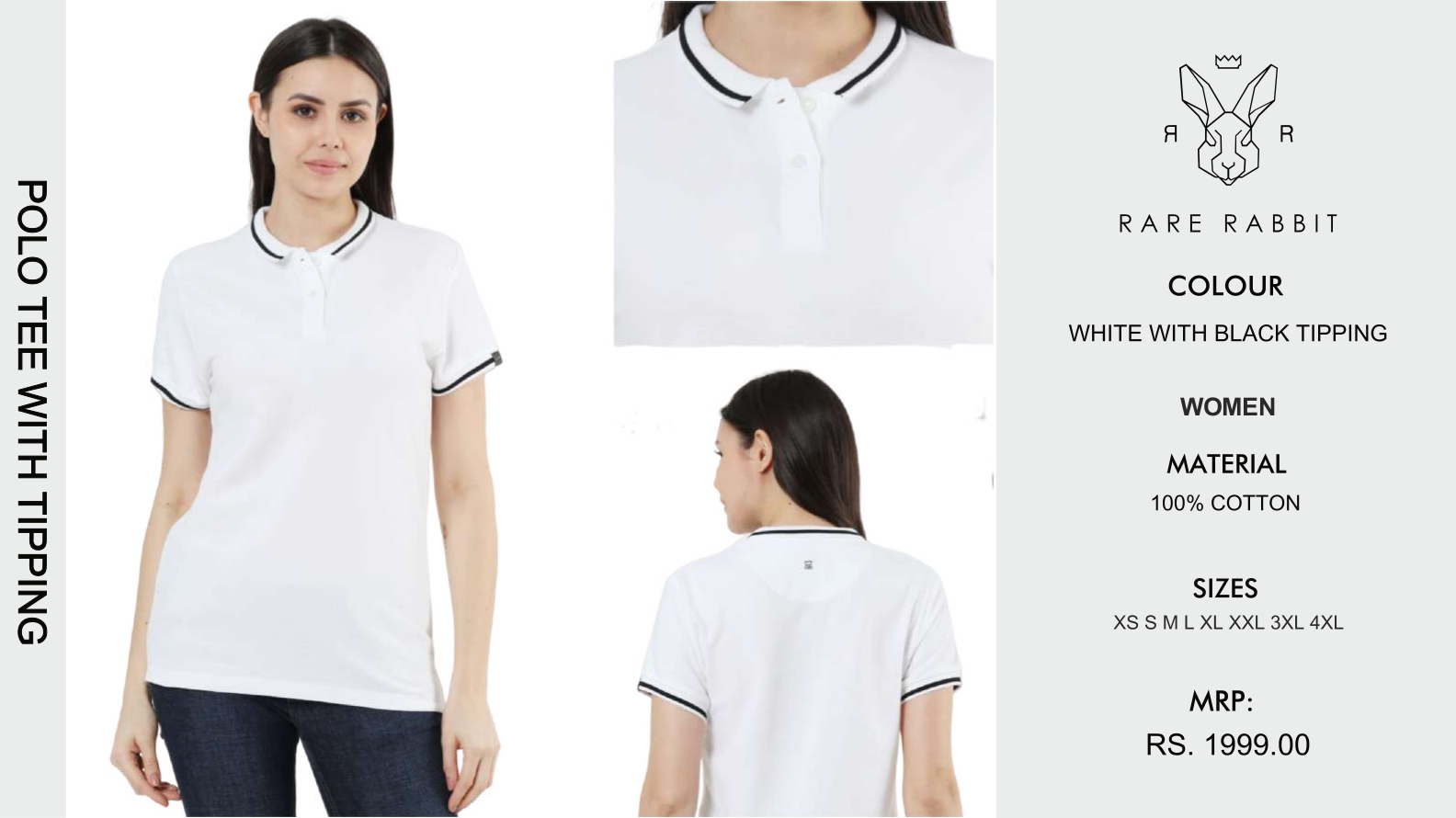 White Polo Tee with Black Tipping