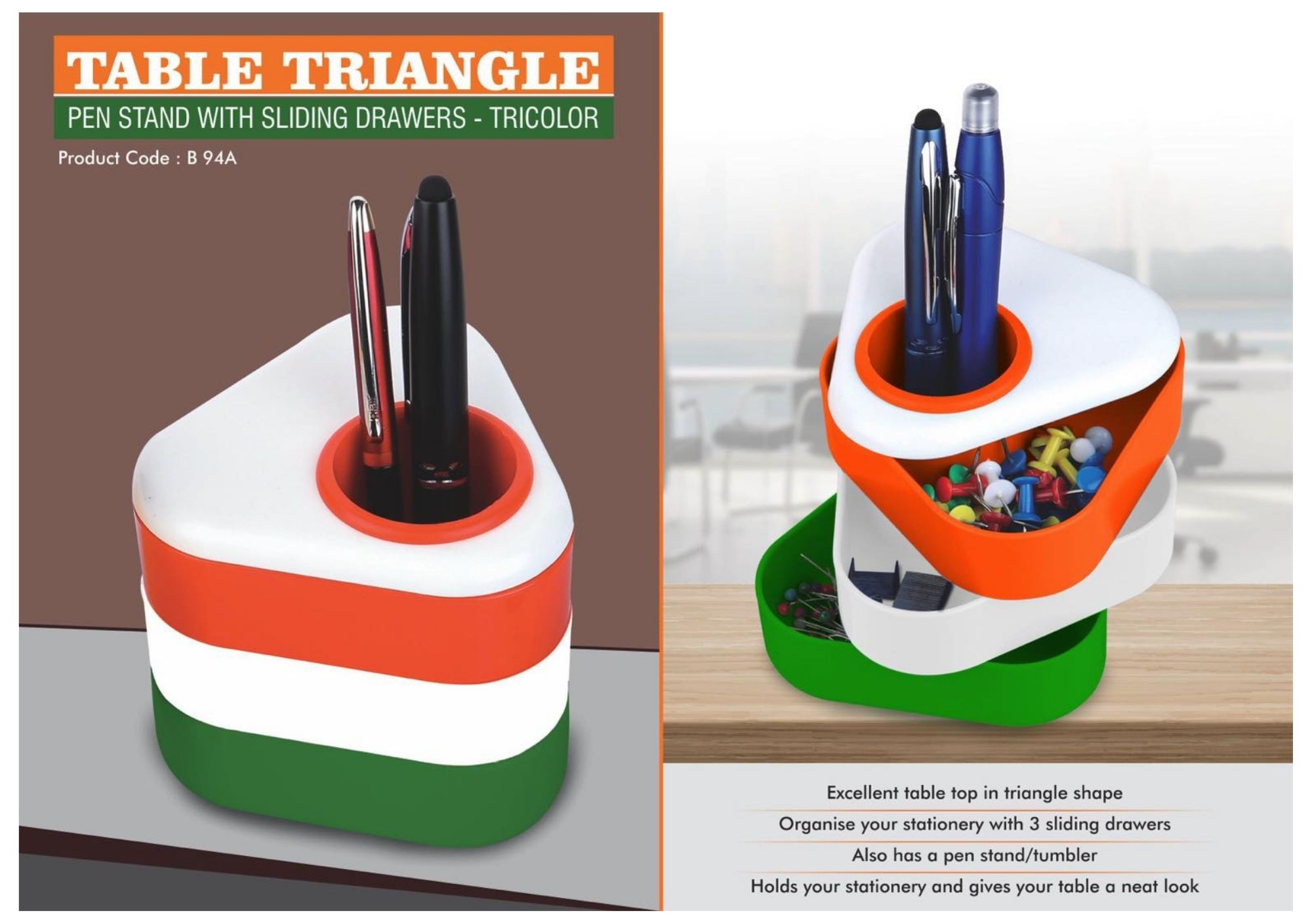 Table Triangle Pen Stand