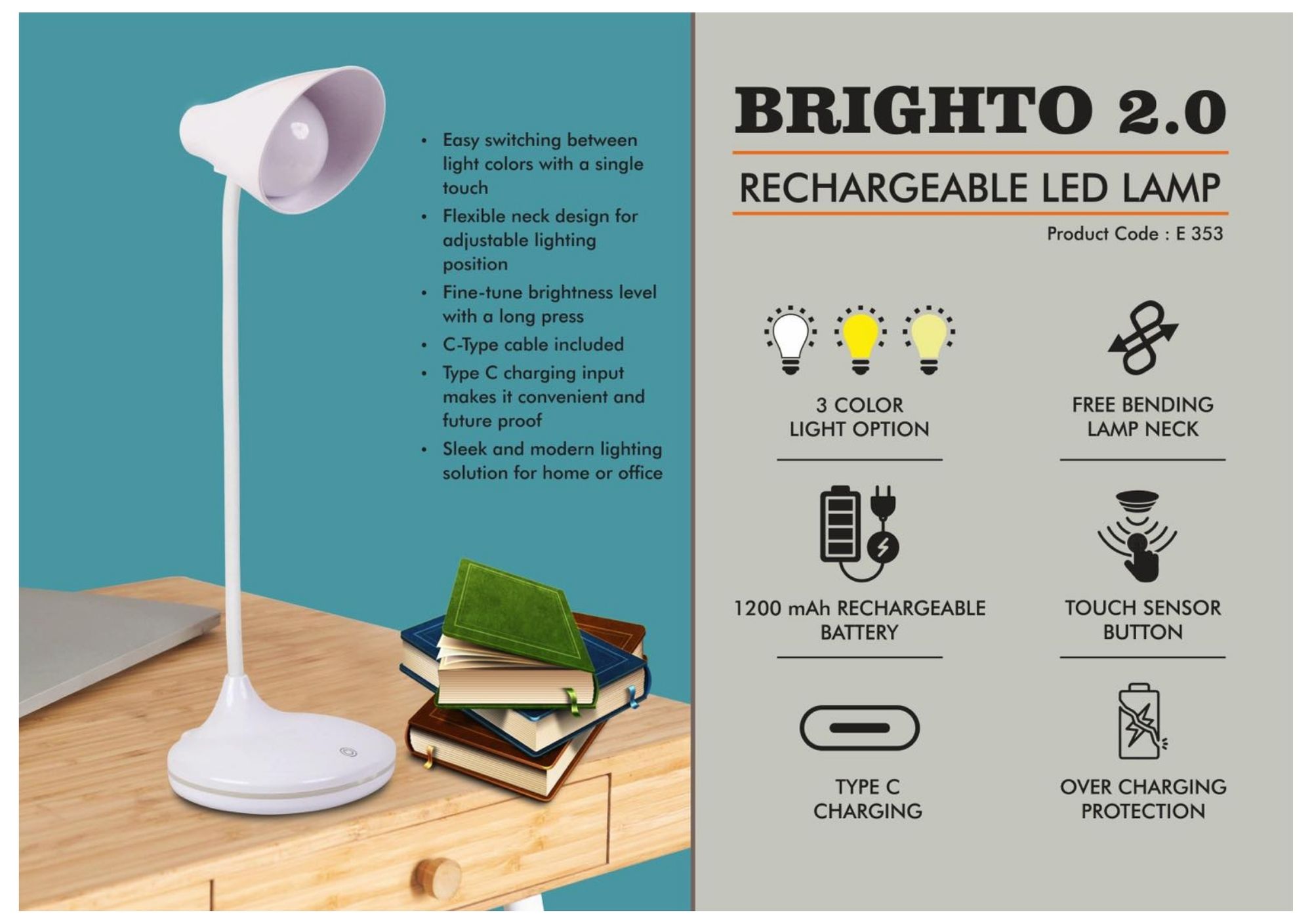 BRIGHTO 2.0 Rechargeable LED Lamp