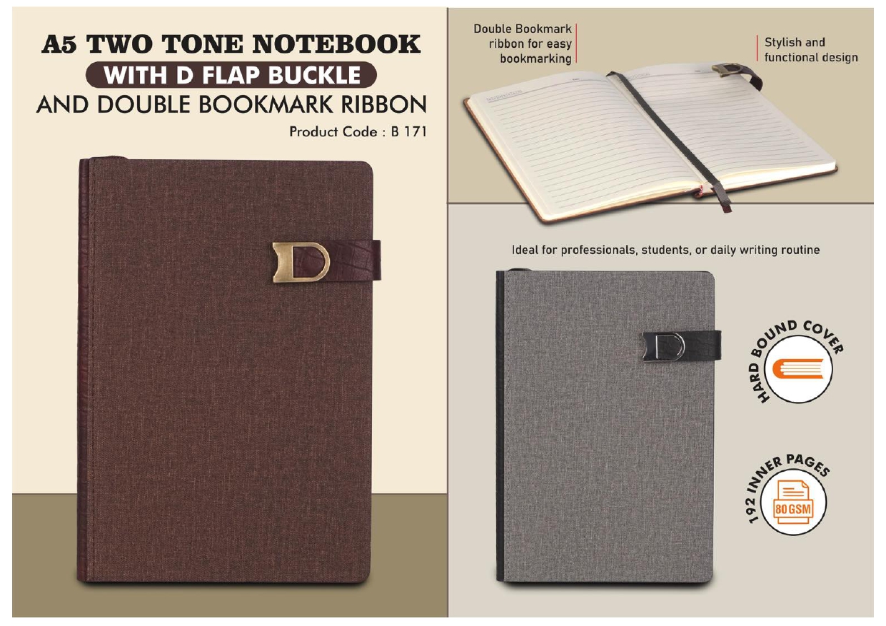 A5 Two Tone Notebook with D Flap Buckle