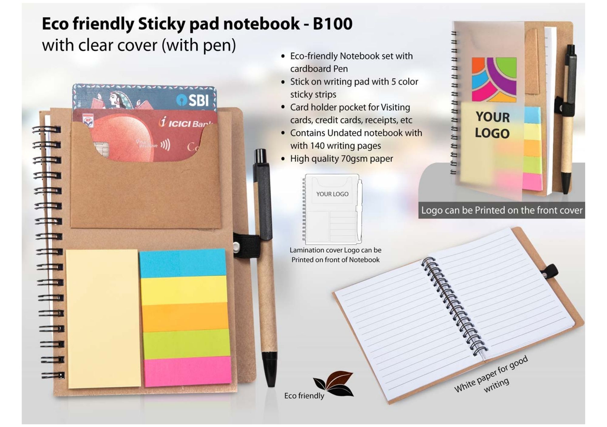 Eco Friendly Sticky Pad Notebook - B100