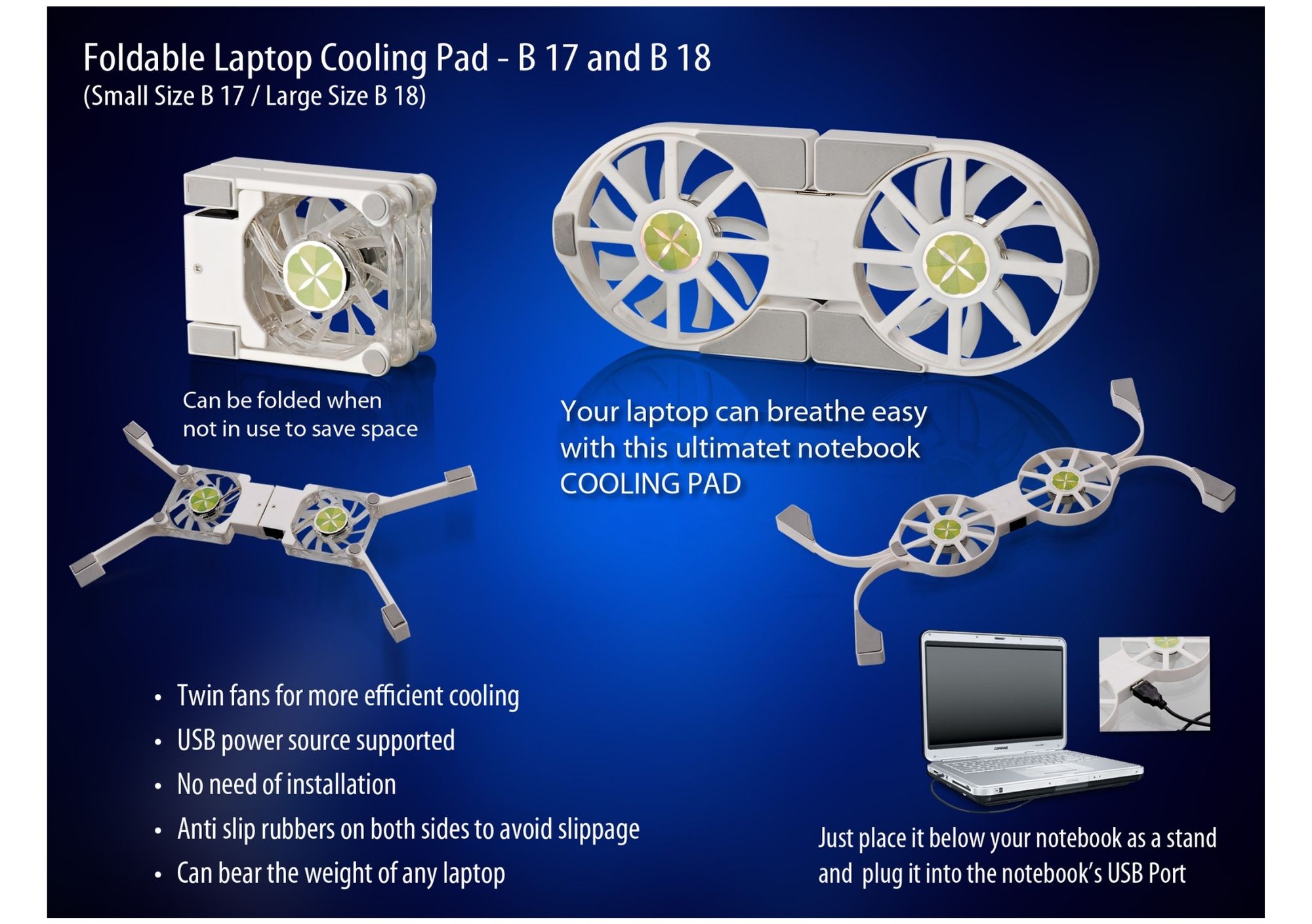 Foldable Laptop Cooling Pad Min Order 250 
