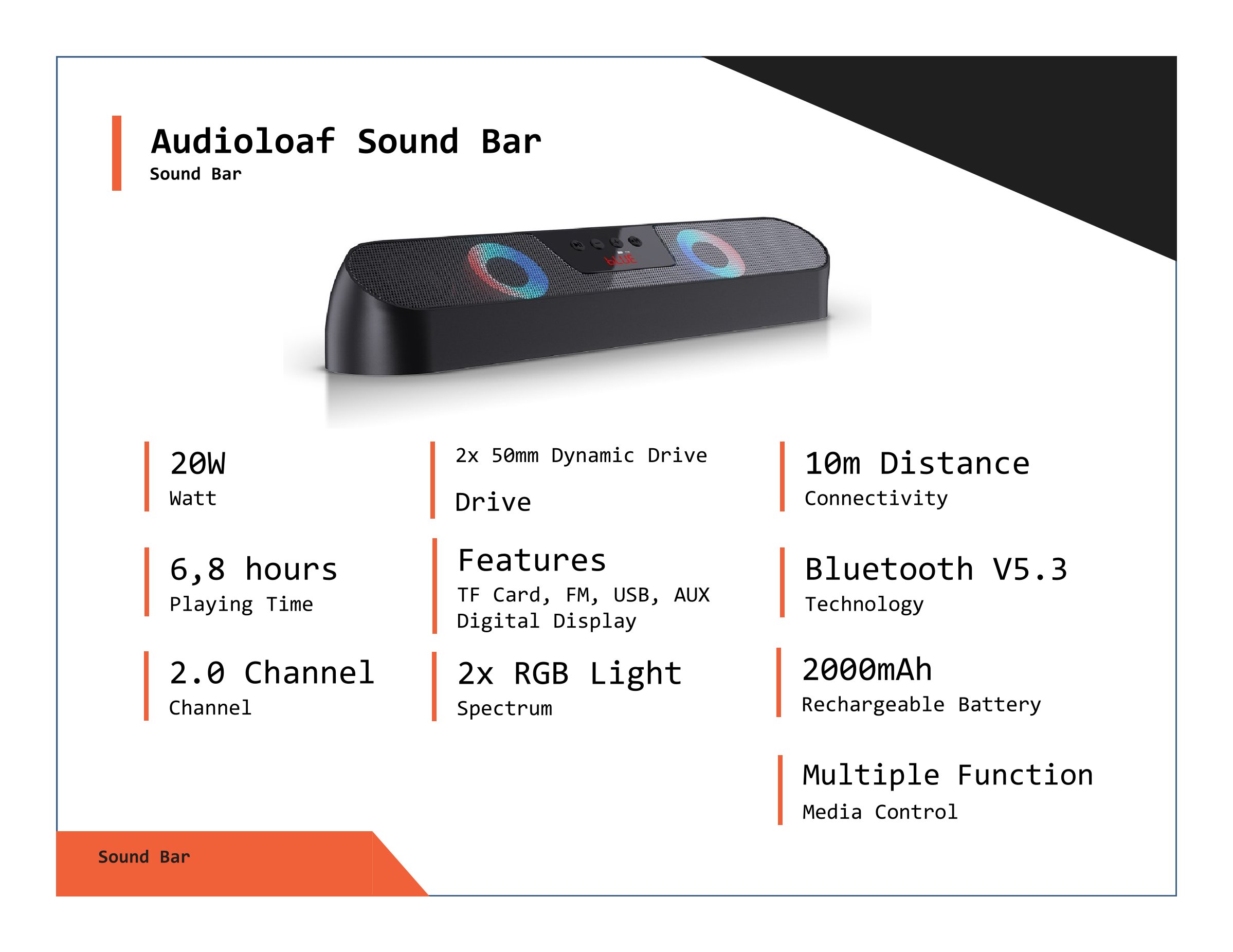 Wild Knot Audioloaf Sound Bar This product has a minimum quantity of 50