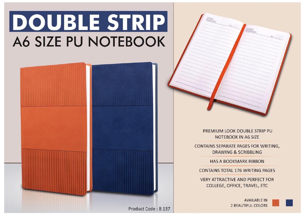 Double Strip A6 Size PU Notebook