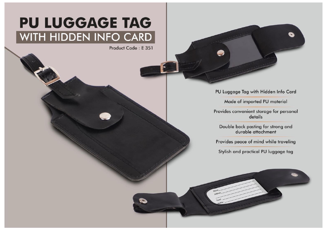 PU Luggage Tag with Hidden Info Card