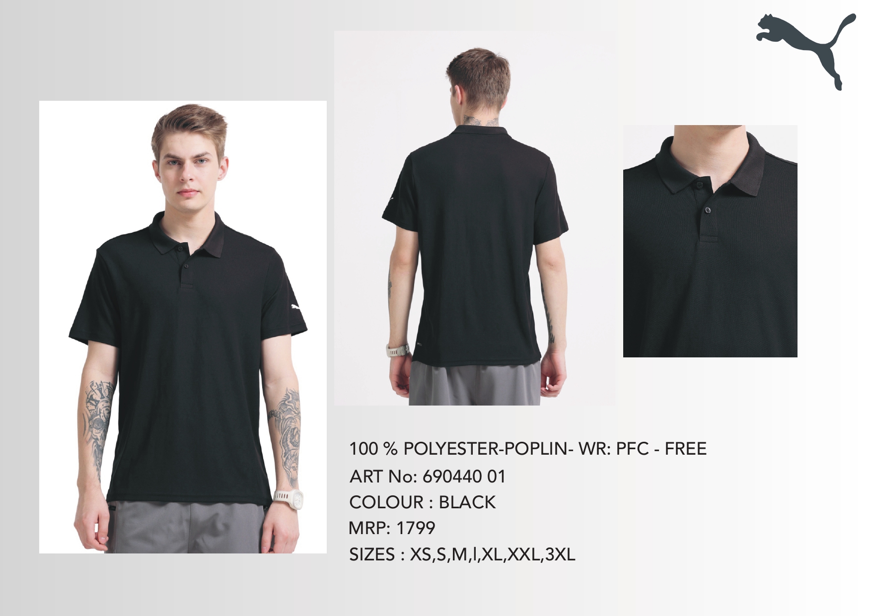 PUMA Black Polo T-shirt