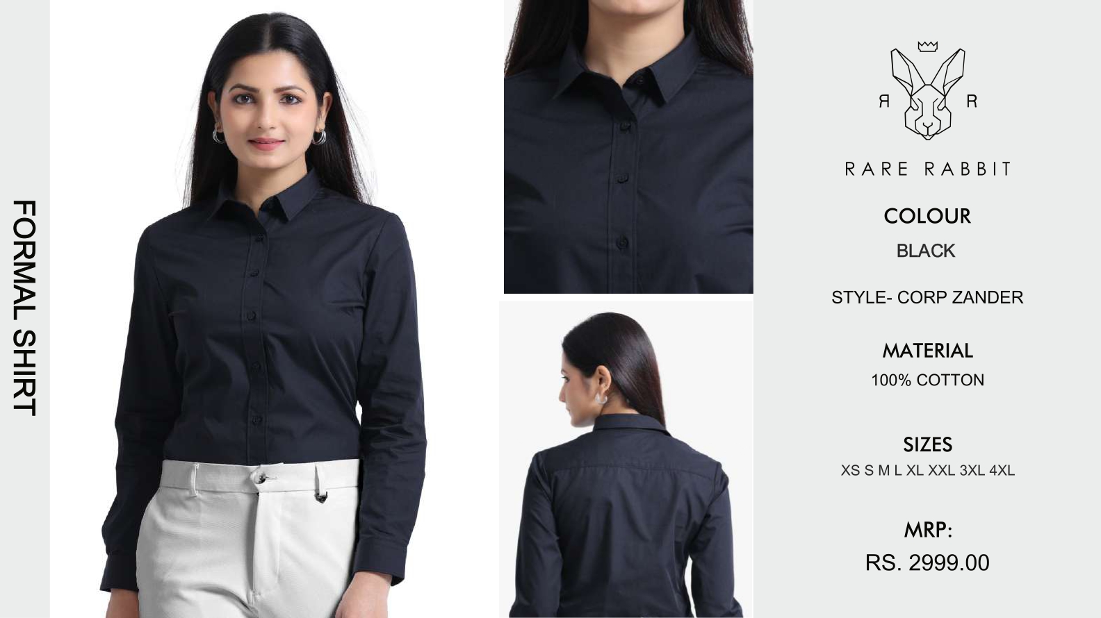 Black Cotton Formal Shirt