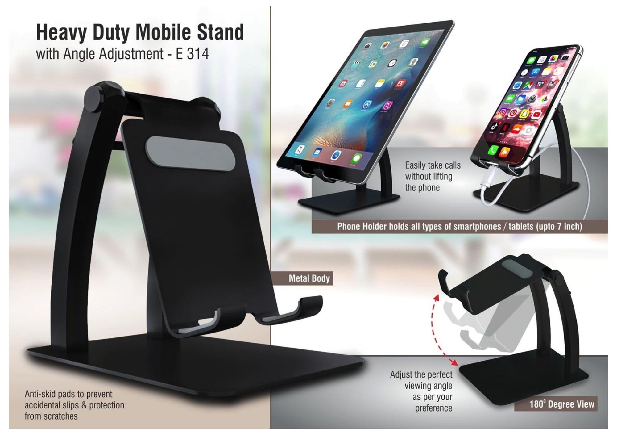 Heavy Duty Mobile Stand with Angle Adjustment - E 314