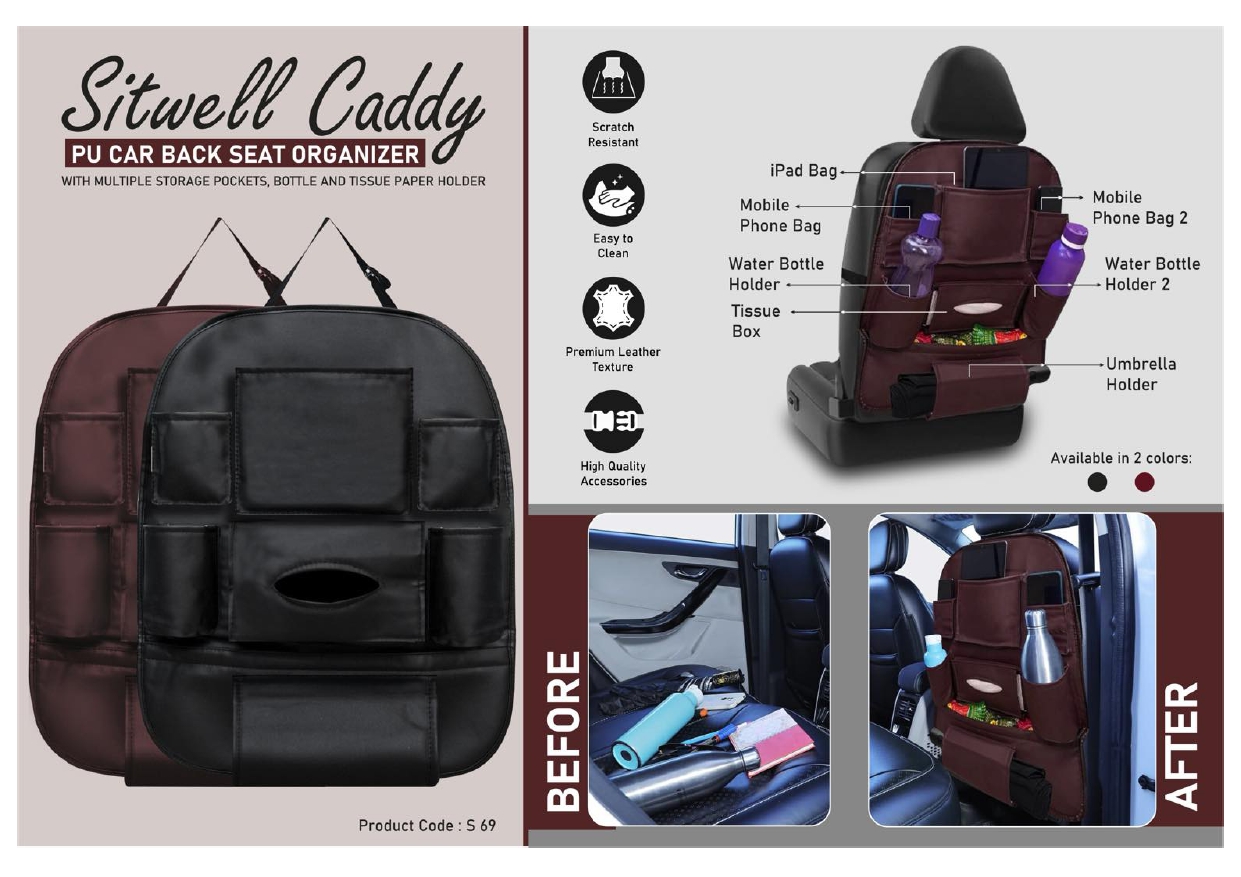 Sitwell Caddy PU Car Back Seat Organizer