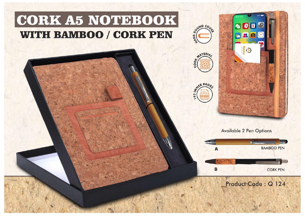 Cork A5 Notebook with Pen MIN 100 PCS 