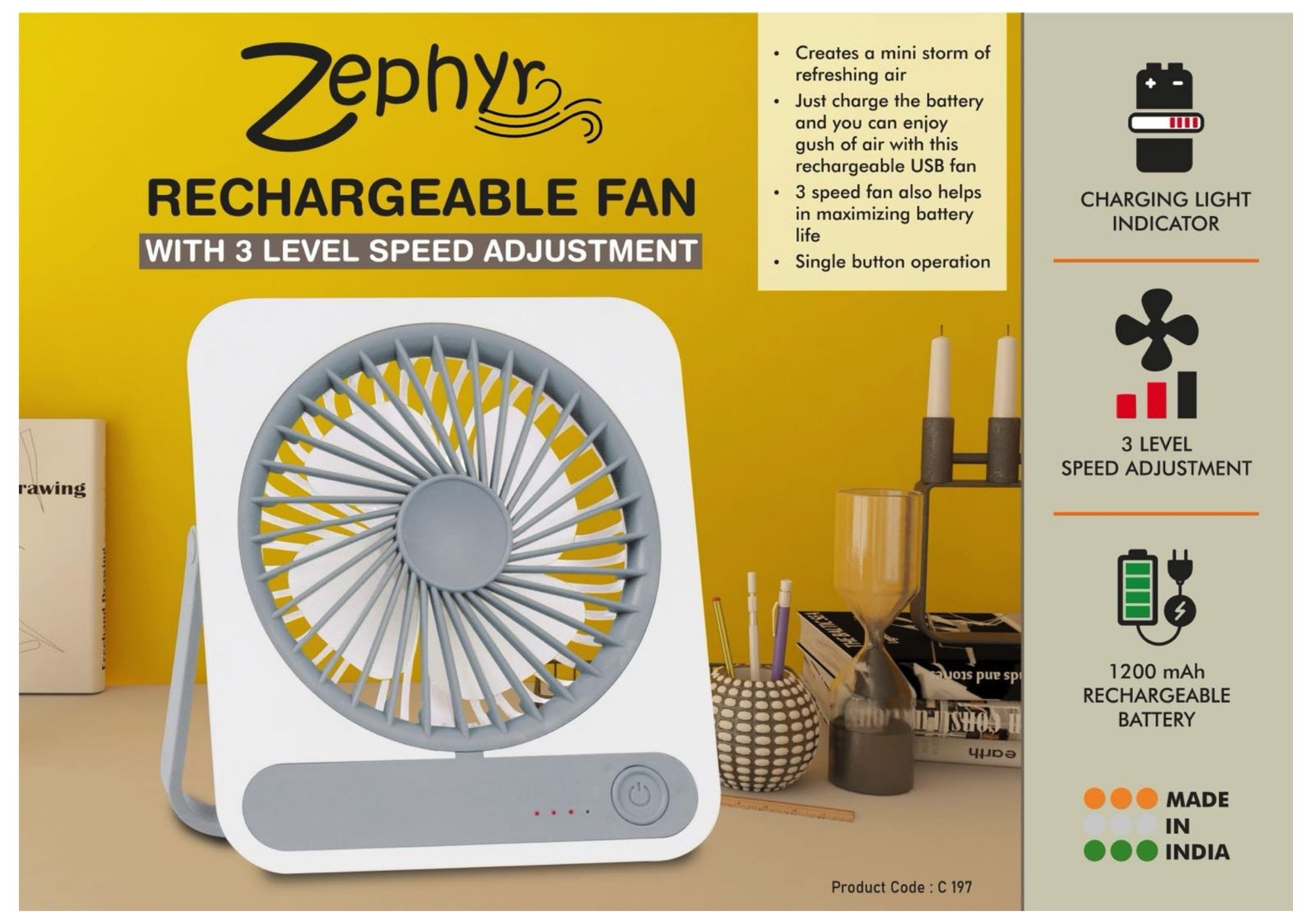Zephyr Rechargeable Fan
