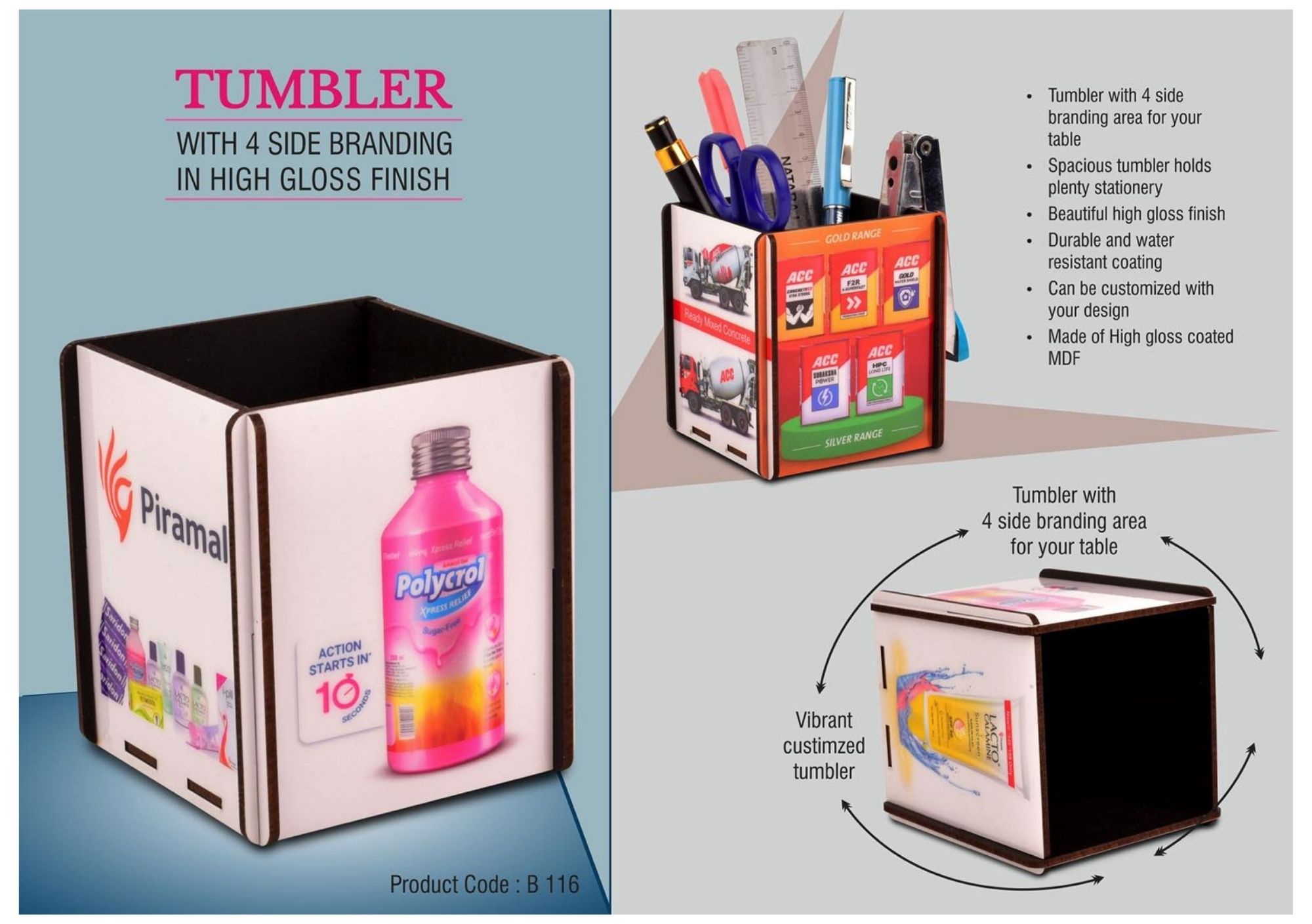 Tumbler with 4 Side Branding