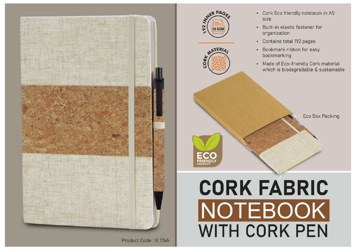 Cork Fabric Notebook with Cork Pen