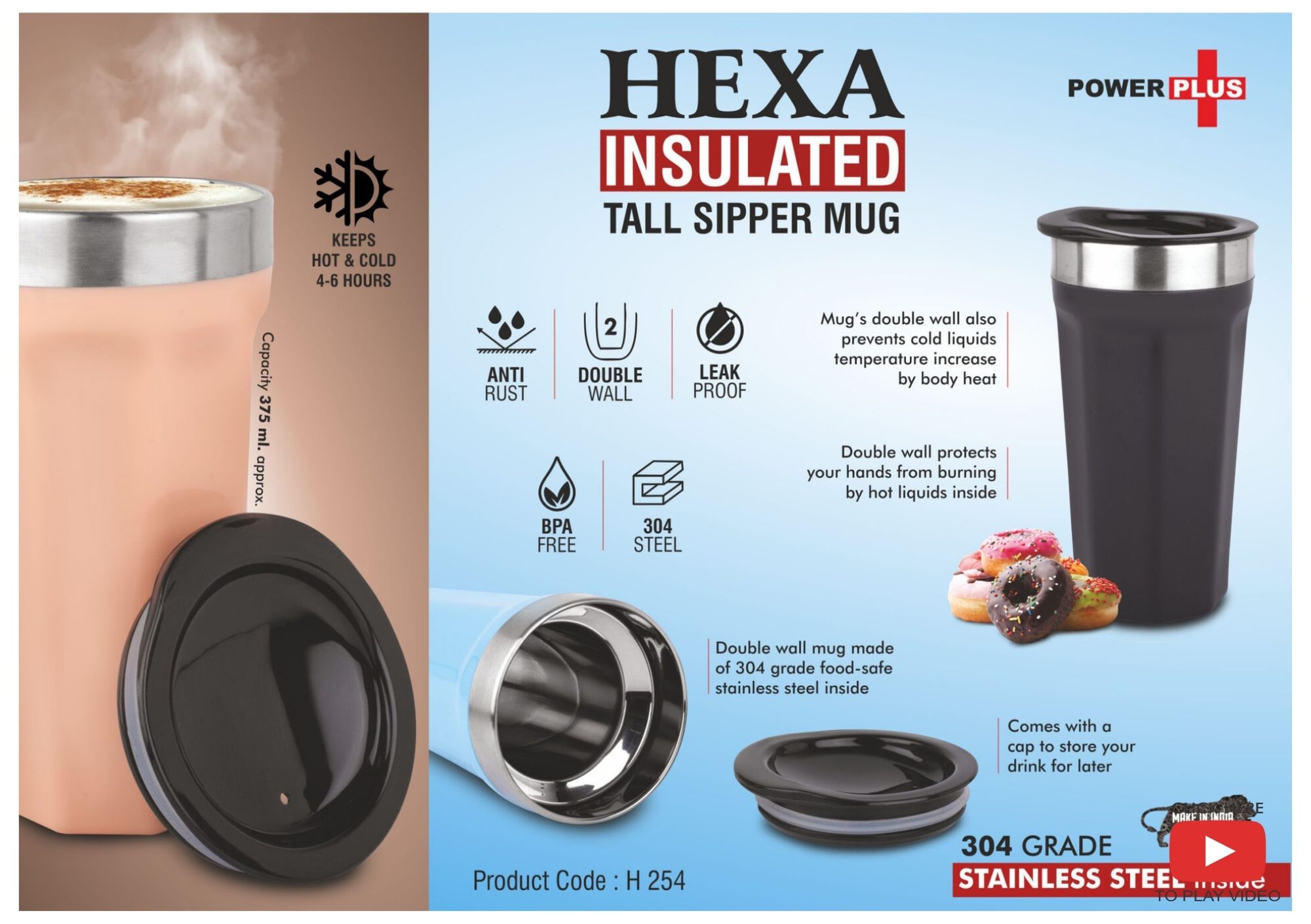 Hexa Insulated Tall Sipper Mug