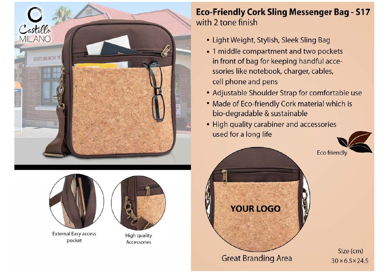Eco-Friendly Cork Sling Messenger Bag