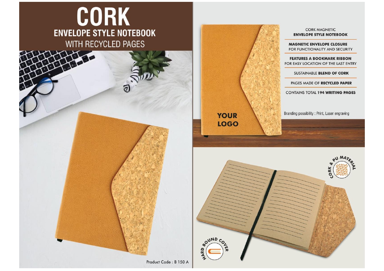 Cork Envelope Style Notebook