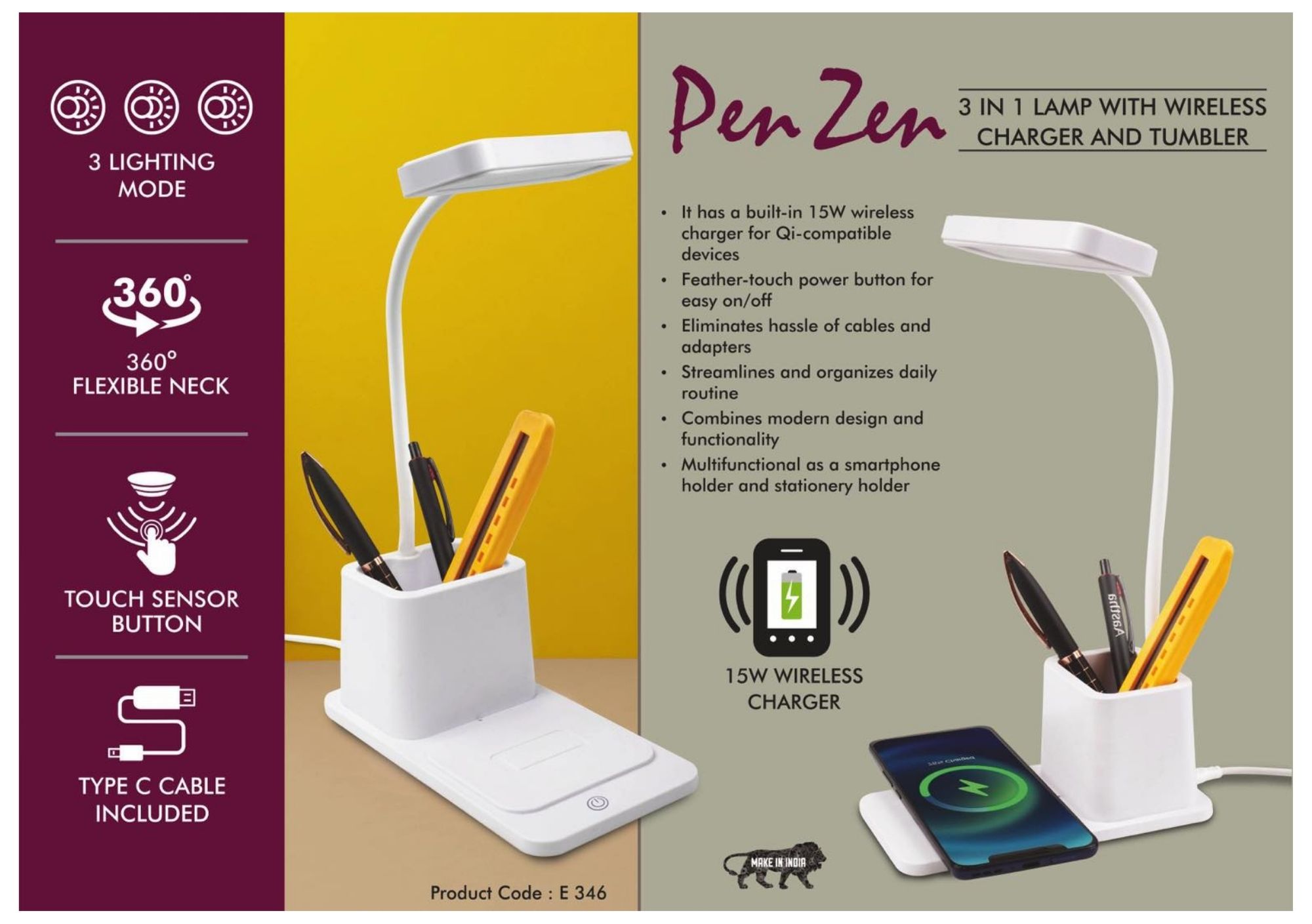 Pen Zen 3-in-1 Desk Lamp