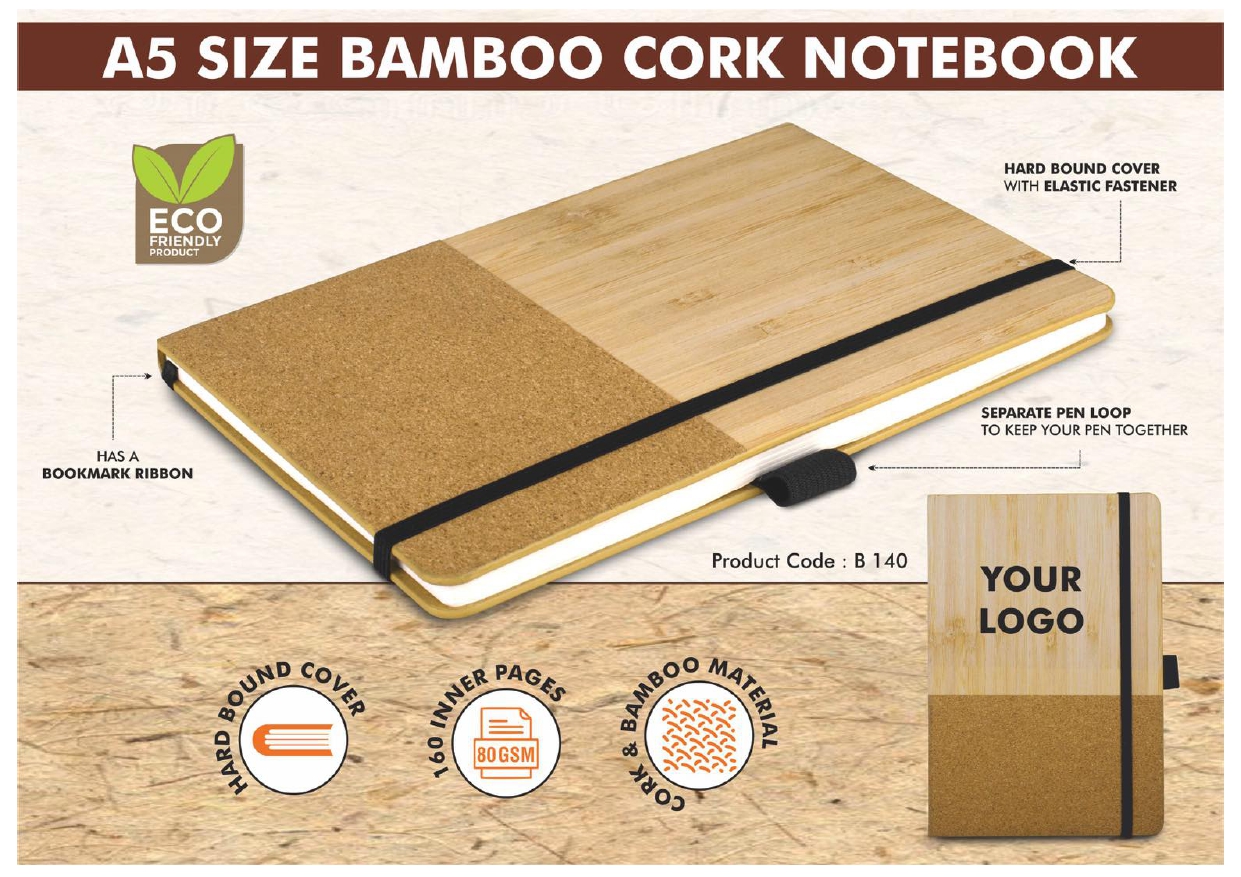 A5 Size Bamboo Cork Notebook
