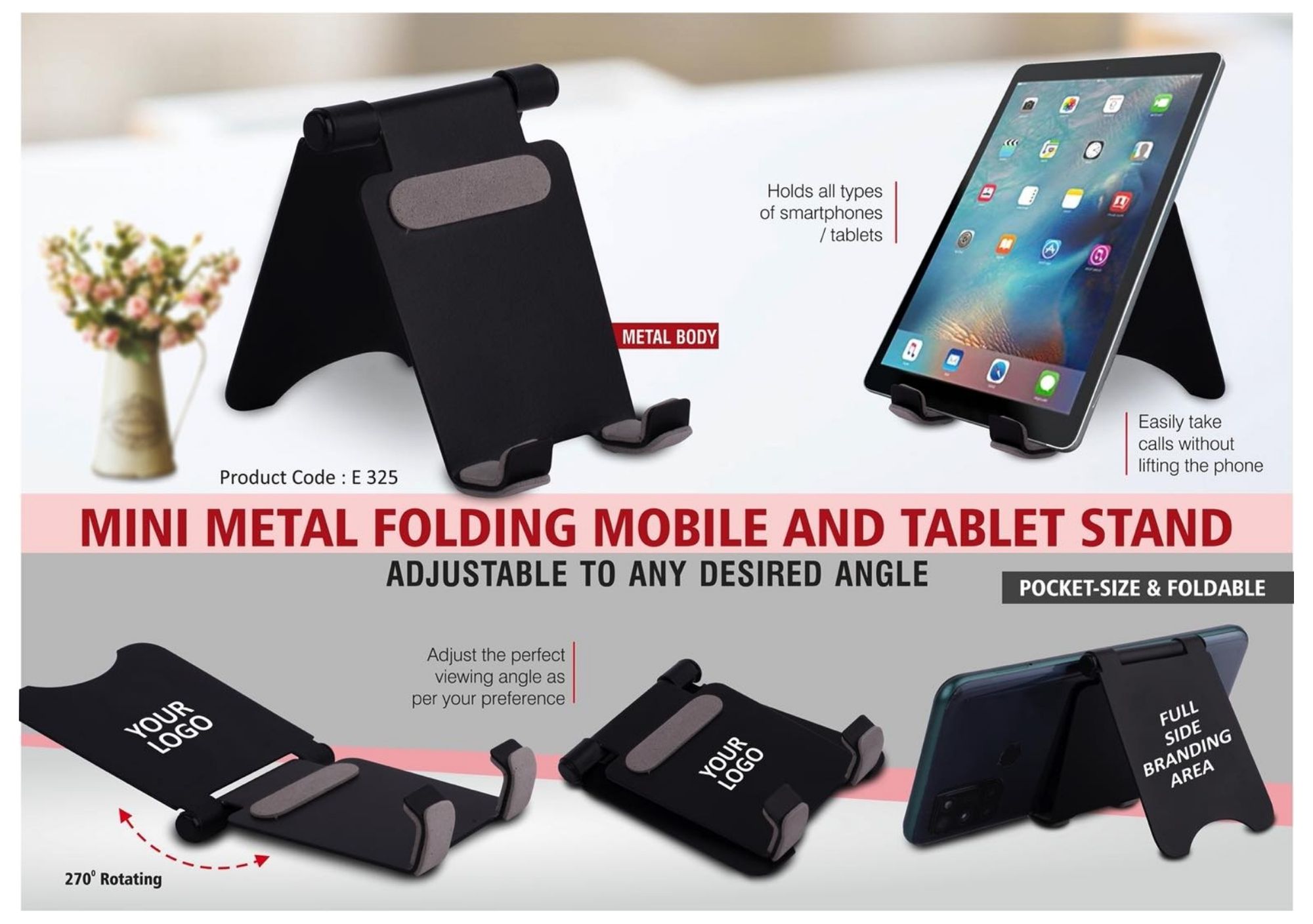 Mini Metal Folding Mobile and Tablet Stand