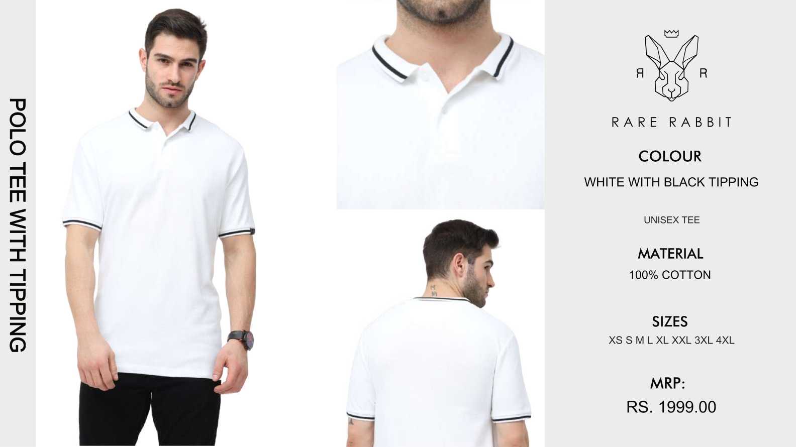 White Polo Tee with Black Tipping