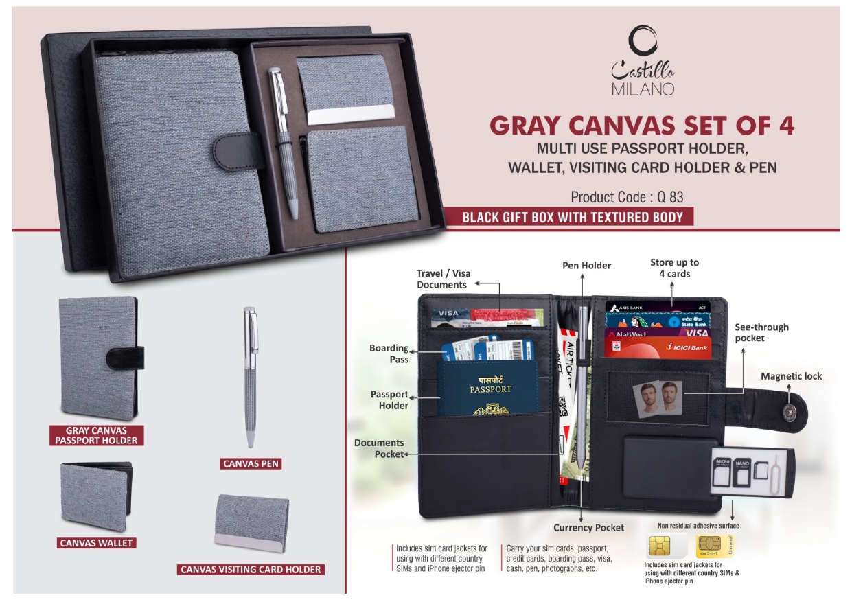 Gray Canvas Set of 4 MIN 100 PCS 