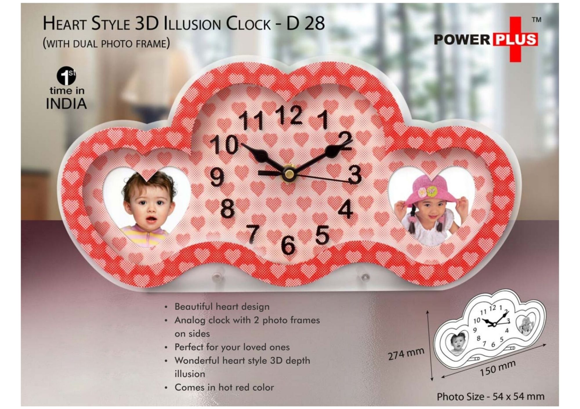 Heart Style 3D Illusion Clock