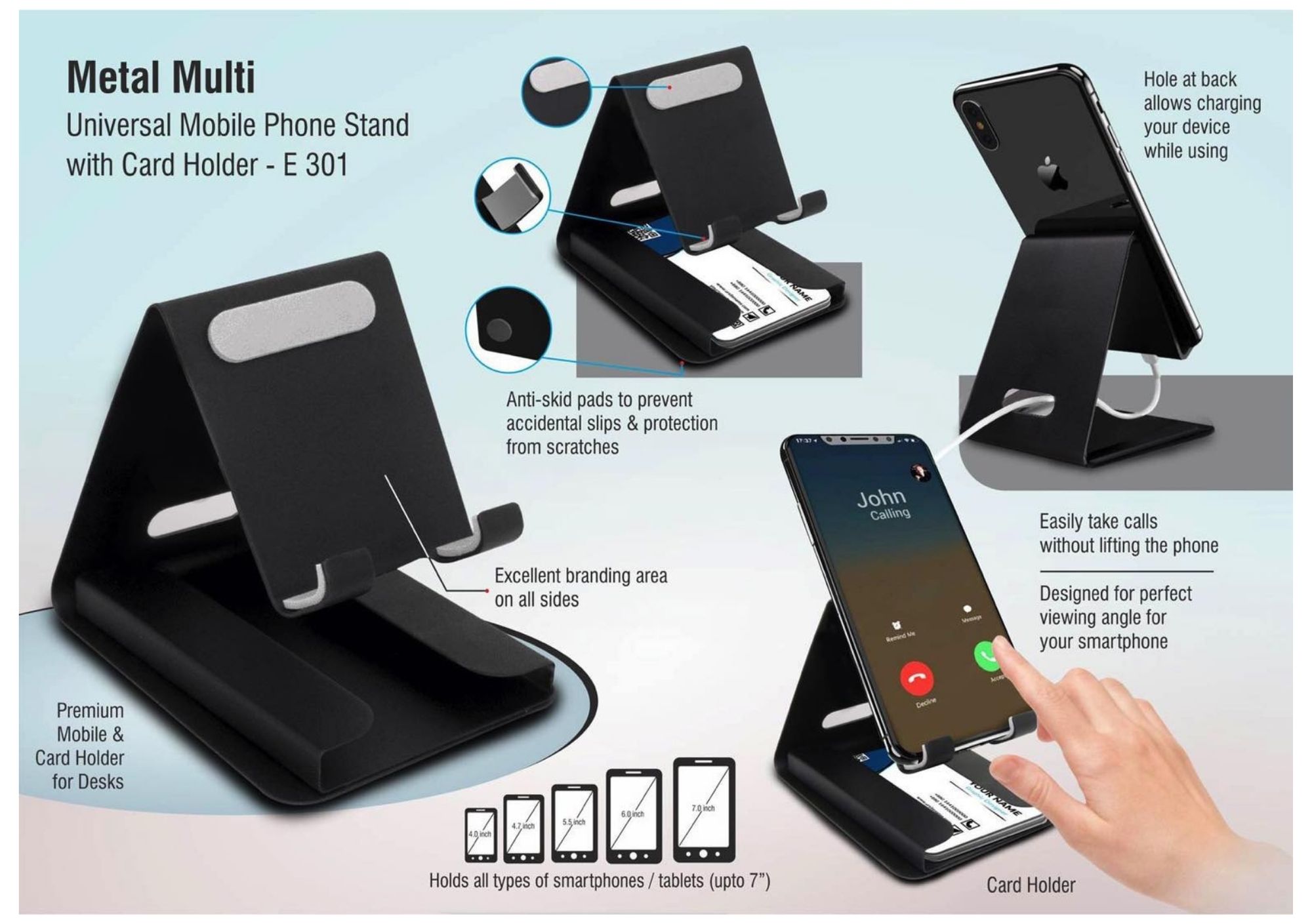 Metal Multi Universal Mobile Phone Stand with Card Holder