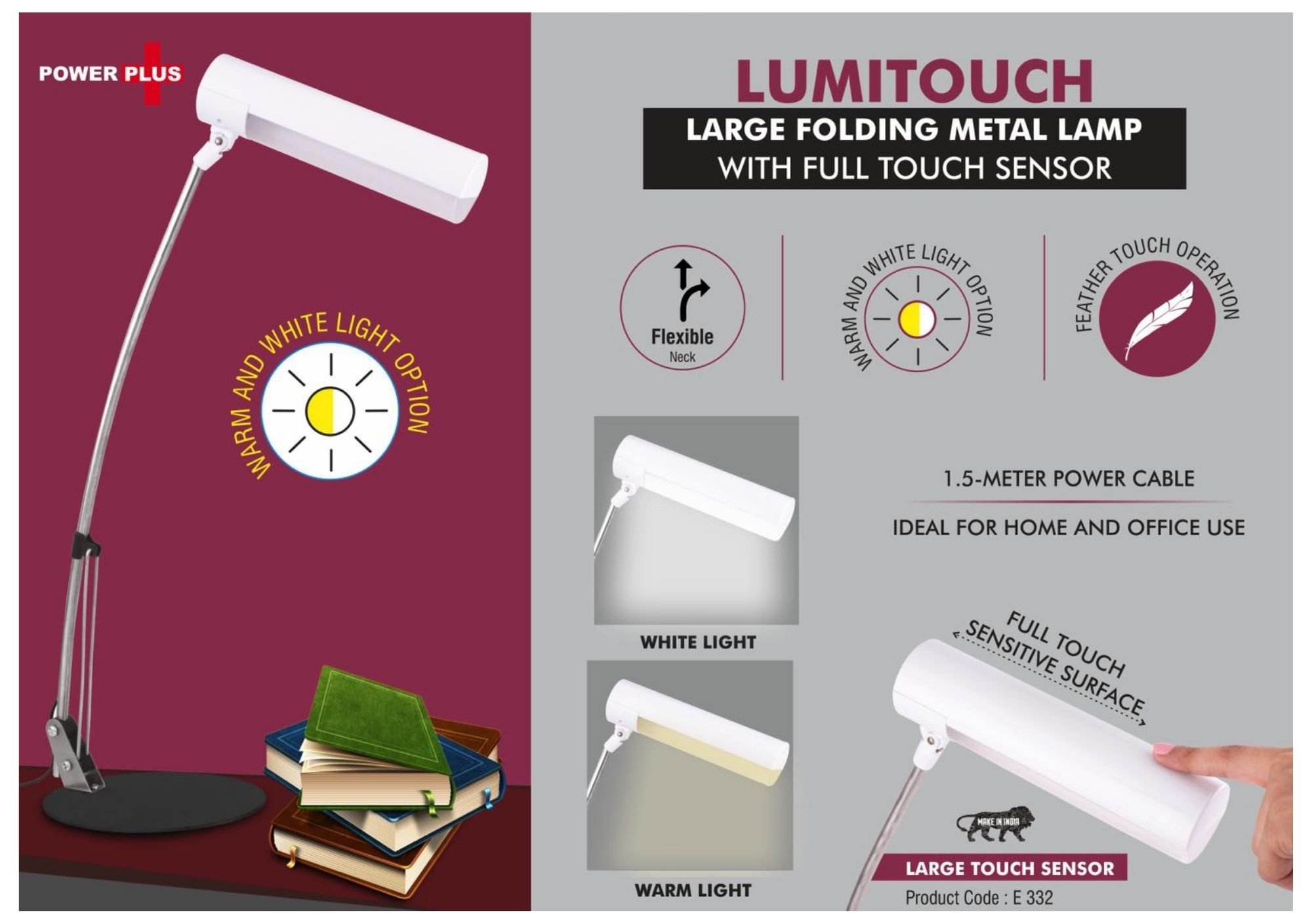 Lumitouch Large Folding Metal Lamp