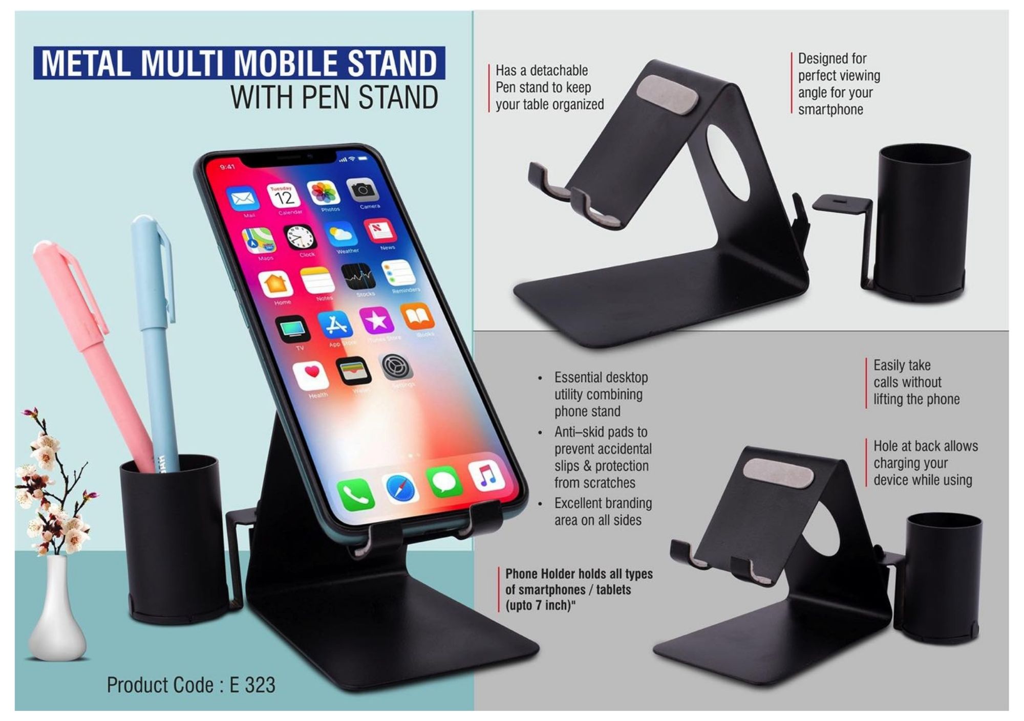 Metal Multi Mobile Stand with Pen Stand