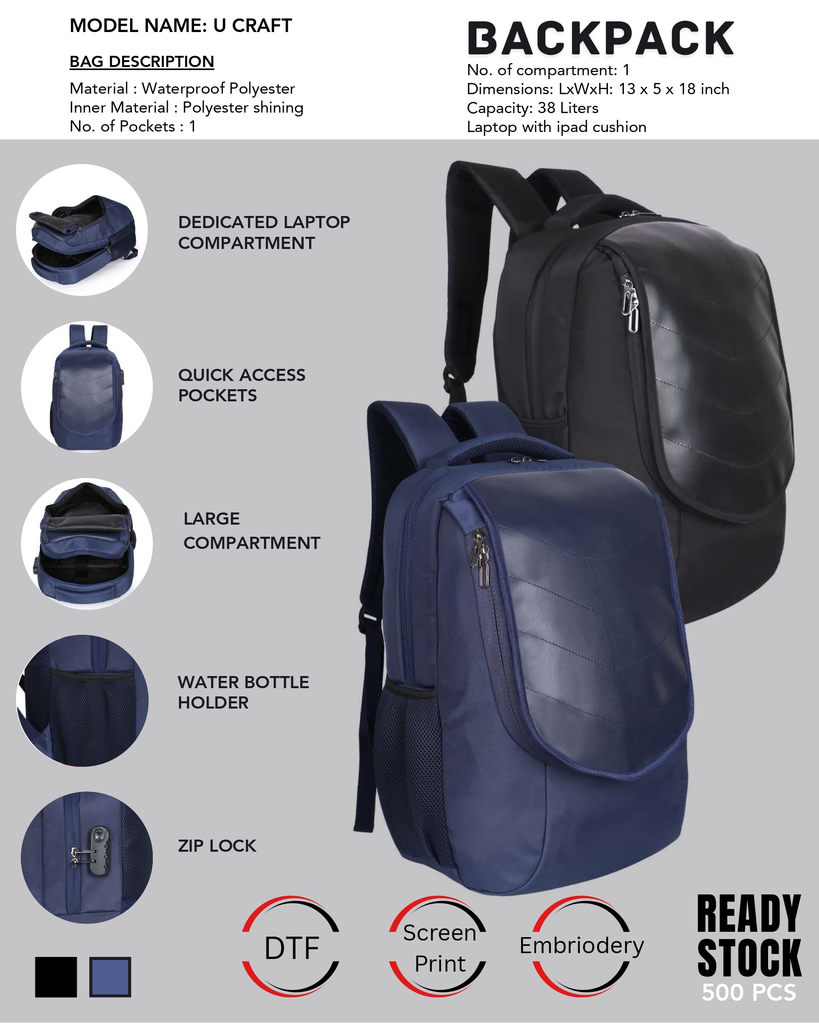 U Craft Waterproof Backpack