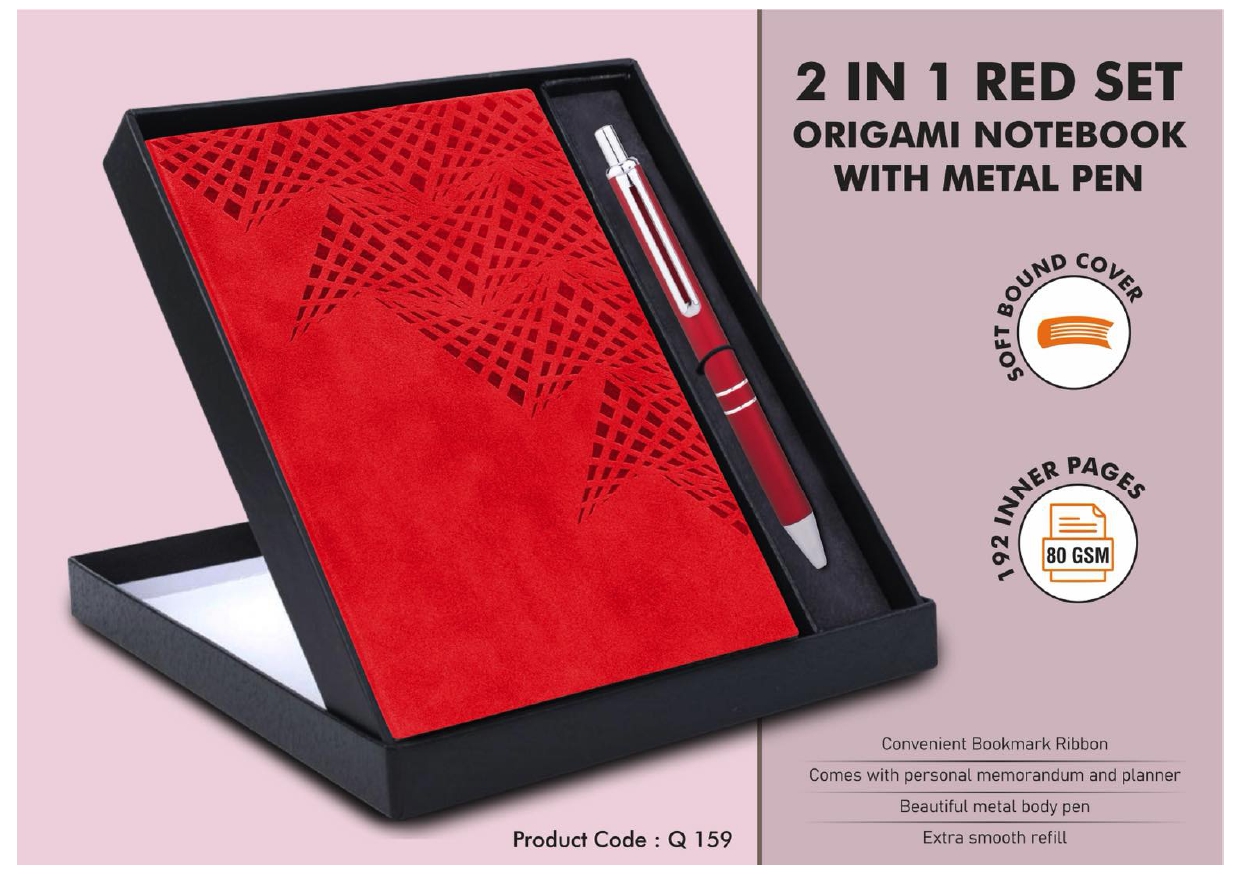 2 in 1 Red Origami Notebook Set MIN 100 PCS 