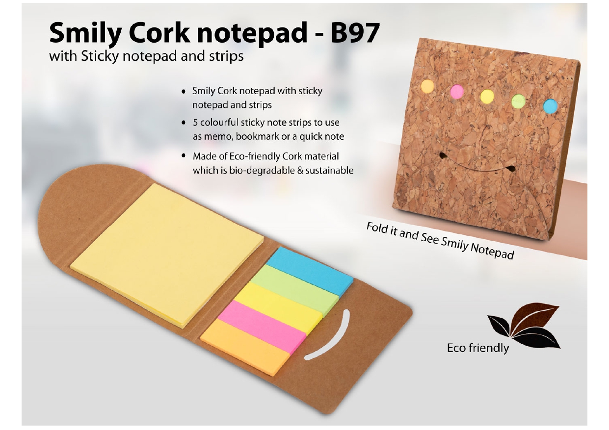 Smily Cork Notepad - B97