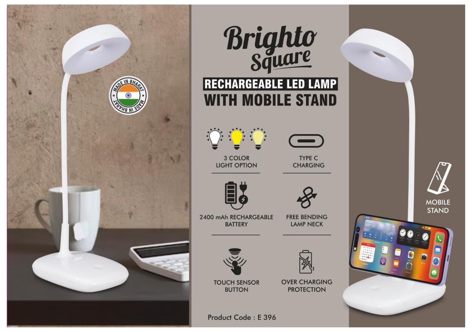 Brighto Square Rechargeable LED Lamp