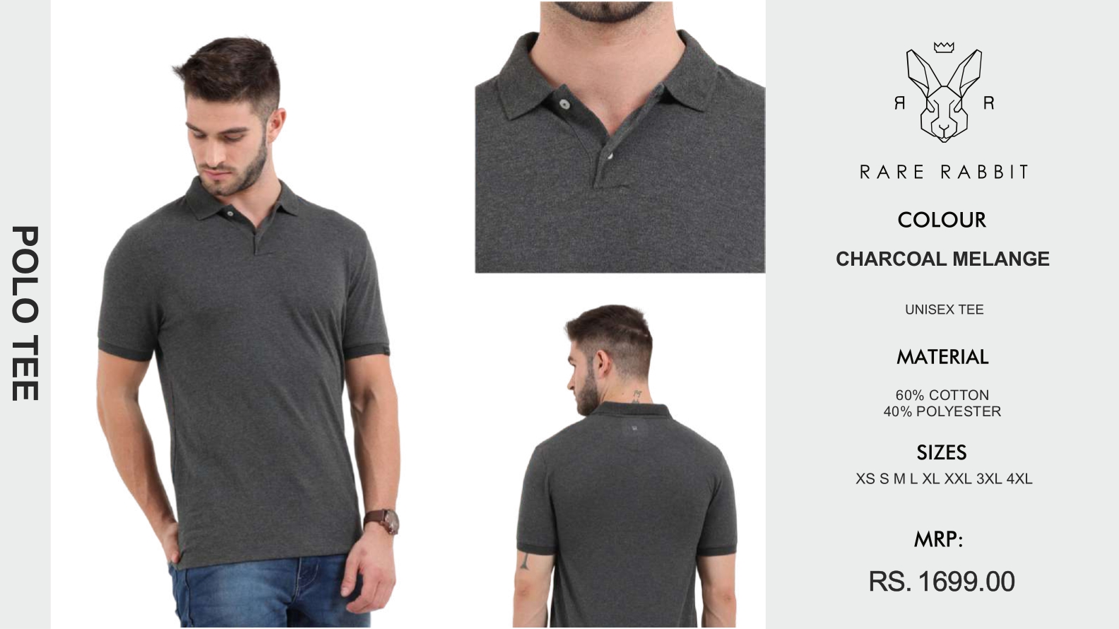 Charcoal Melange Polo Tee