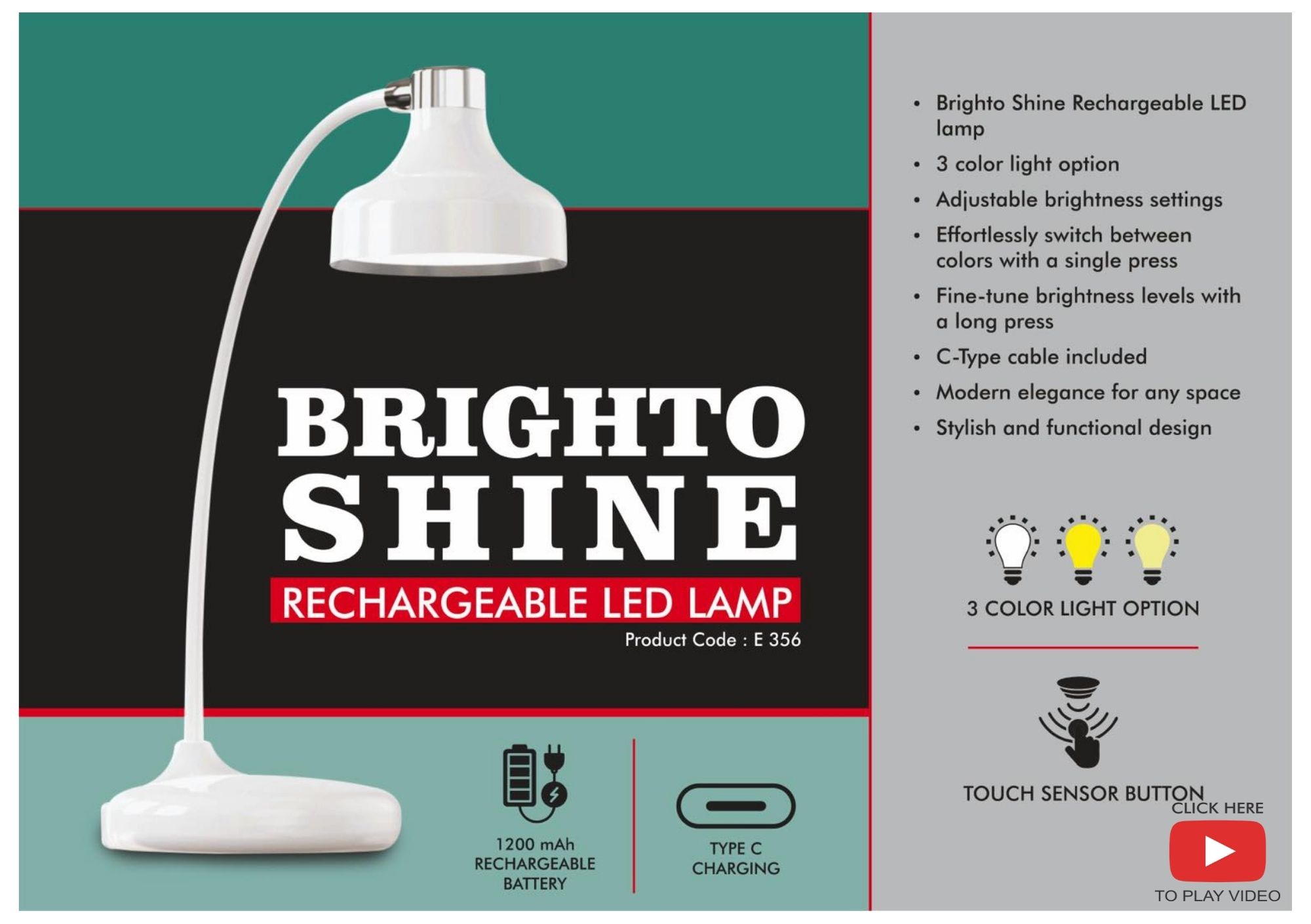 Brighto Shine Rechargeable LED Lamp