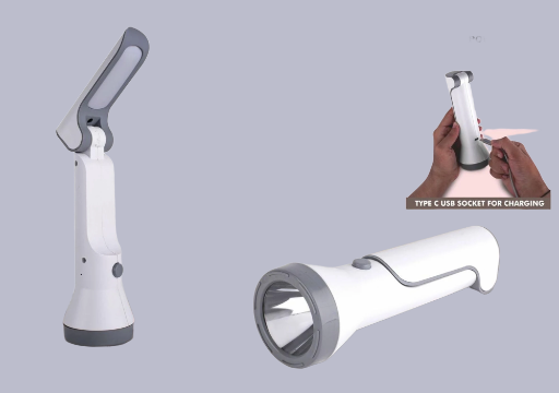 Rechargeable Torch with Folding Lamp