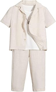 Boys' Linen Short Sleeve Shirt and Pants Set