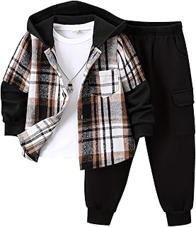 Boys' Plaid Hoodie and Pants Set