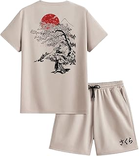 Japanese Art Print T-shirt and Shorts Set