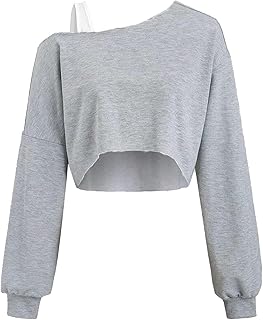 Grey Asymmetric Crop Sweatshirt