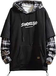 Plaid-Layered Hooded Sweatshirt