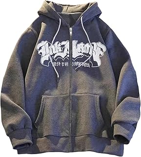 Gray Graphic Zip-Up Hoodie