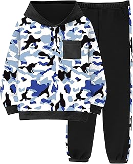 Kids' Blue Camouflage Hoodie and Sweatpants Set