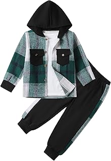 Kids' Plaid Hooded Outfit Set