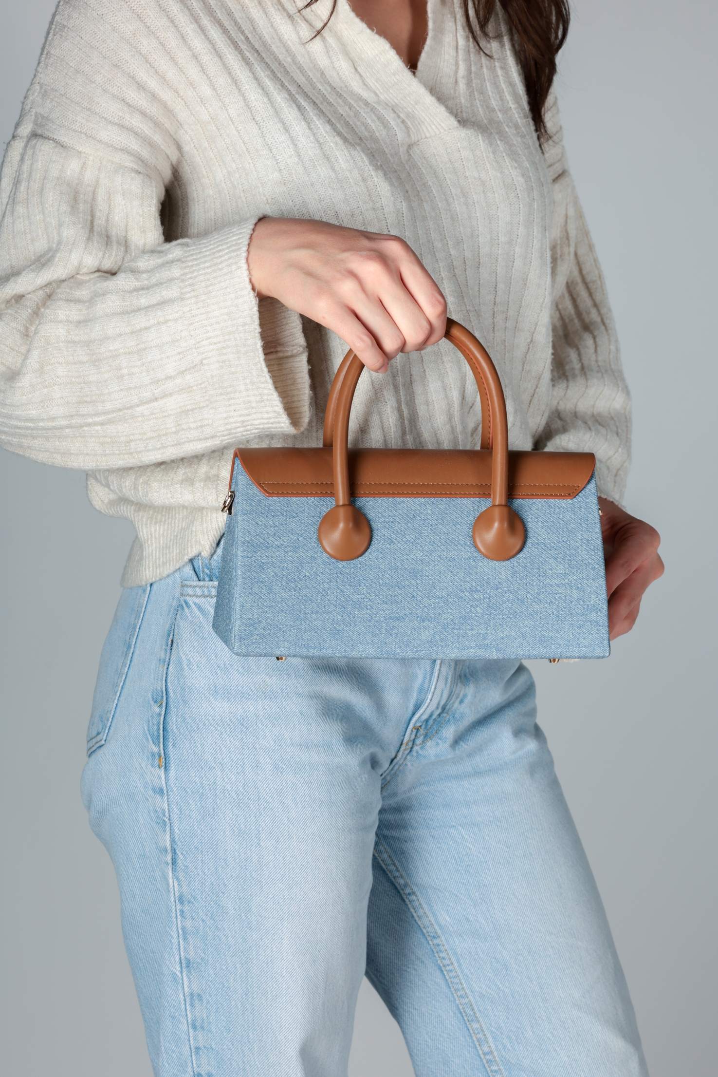 Kot deri detaylı cluncth çanta